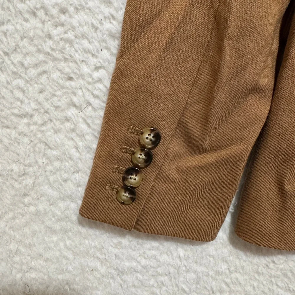 J. Crew Regent 0P Wool Blazer Jacket Brown Tan Mandarin Collar Button Front‎